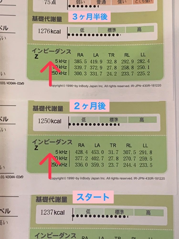 基礎代謝量の変化